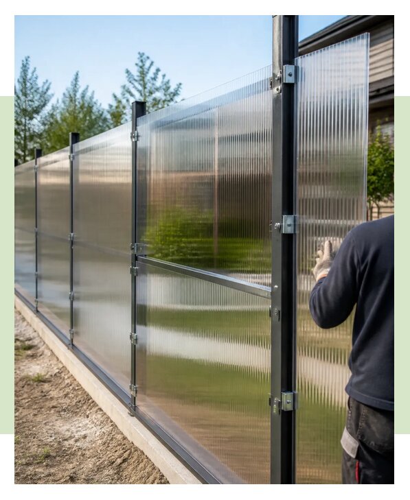Установка забора из поликарбоната под ключ в Вязниках