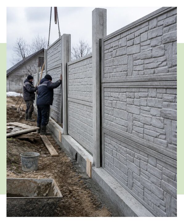 Бетонный забор цена за метр с установкой под ключ в Вязниках